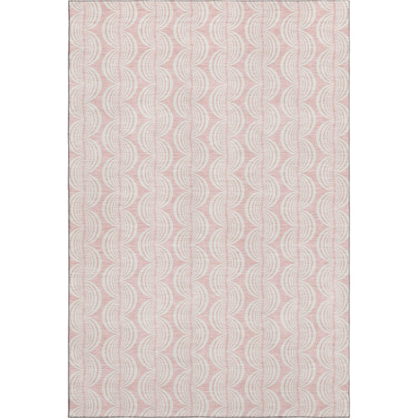 HomeRoots 8' X 10' Pink and Ivory Ogee Area Rug – Soft, Durable, UV-Protected, Stain-Resistant for High-Traffic Spaces 682791