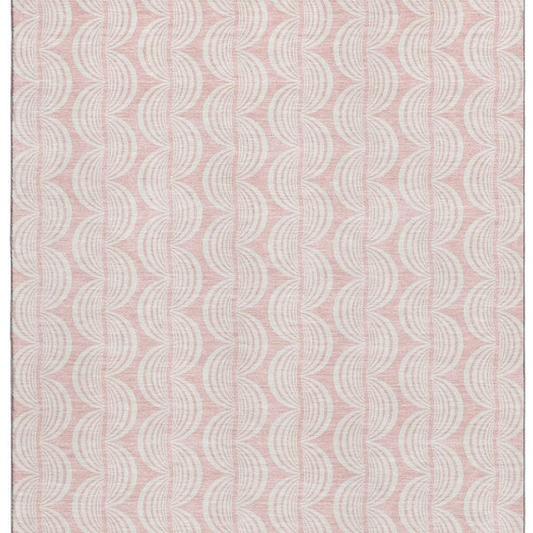 HomeRoots 8' X 10' Pink and Ivory Ogee Area Rug – Soft, Durable, UV-Protected, Stain-Resistant for High-Traffic Spaces 682791
