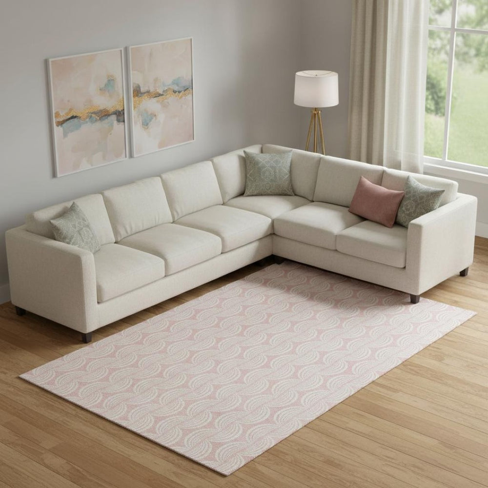 HomeRoots 9' X 12' Pink And Ivory Ogee Area Rug - Stylish, Washable, Durable, Stain-Resistant & UV Protected! 682792