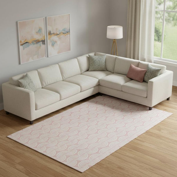 HomeRoots 9' X 12' Pink And Ivory Ogee Area Rug - Stylish, Washable, Durable, Stain-Resistant & UV Protected! 682792