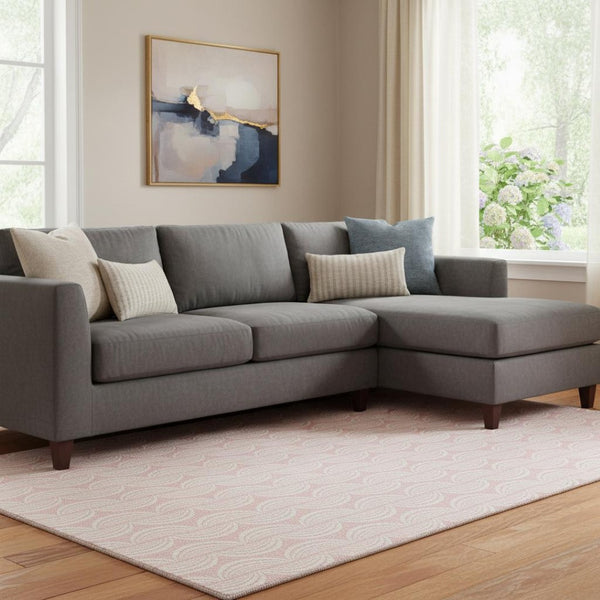 HomeRoots 10' Pink & Ivory Ogee Area Rug - Washable, UV-Protected, Stain-Resistant for Busy Homes & Style 682793