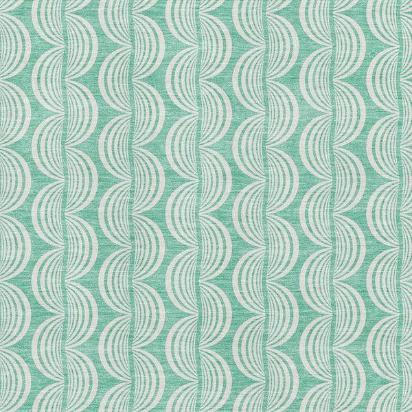 HomeRoots 5' Ogee Washable Area Rug in Aqua & Ivory – Stain-Resistant, UV Protected, Perfect for Homes! 682795