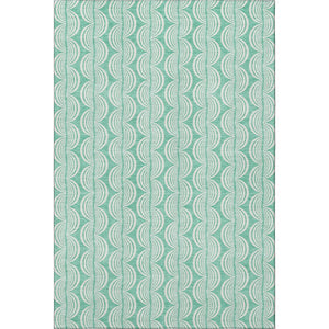 HomeRoots 5' Ogee Washable Area Rug in Aqua & Ivory – Stain-Resistant, UV Protected, Perfect for Homes! 682795