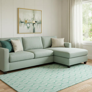 HomeRoots 8' X 10' Aqua & Ivory Ogee Area Rug - Durable, Stylish, Washable with UV Protection for Any Space 682797