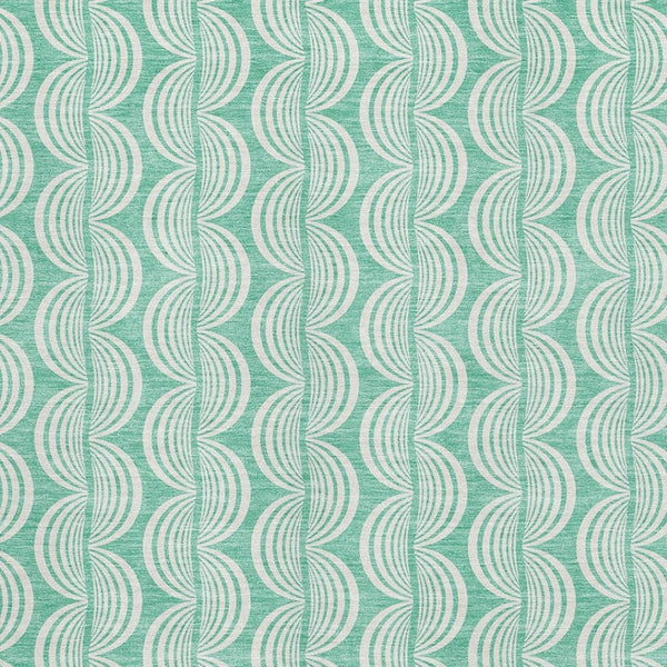 HomeRoots 8' X 10' Aqua & Ivory Ogee Area Rug - Durable, Stylish, Washable with UV Protection for Any Space 682797