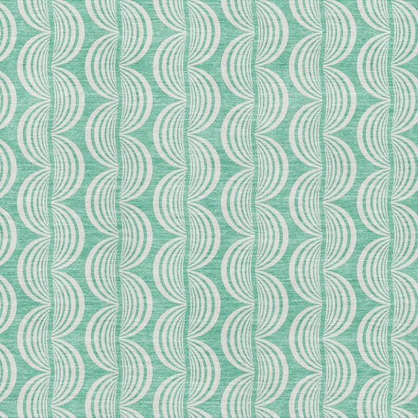 HomeRoots 9' X 12' Aqua & Ivory Ogee Area Rug - Durable, Stain-Resistant, UV Protected for Coastal Elegance 682798