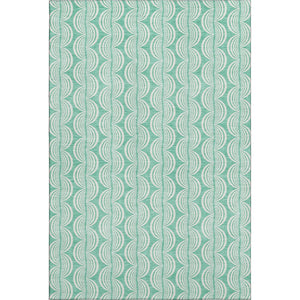 HomeRoots 10' X 14' Aqua & Ivory Ogee Area Rug - Soft, Durable, UV-Protected, Stain-Resistant for Family Spaces 682799