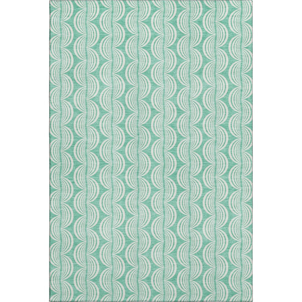 HomeRoots 10' X 14' Aqua & Ivory Ogee Area Rug - Soft, Durable, UV-Protected, Stain-Resistant for Family Spaces 682799
