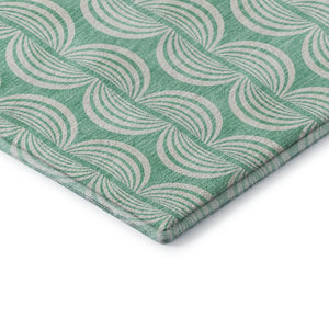 HomeRoots 10' X 14' Aqua & Ivory Ogee Area Rug - Soft, Durable, UV-Protected, Stain-Resistant for Family Spaces 682799