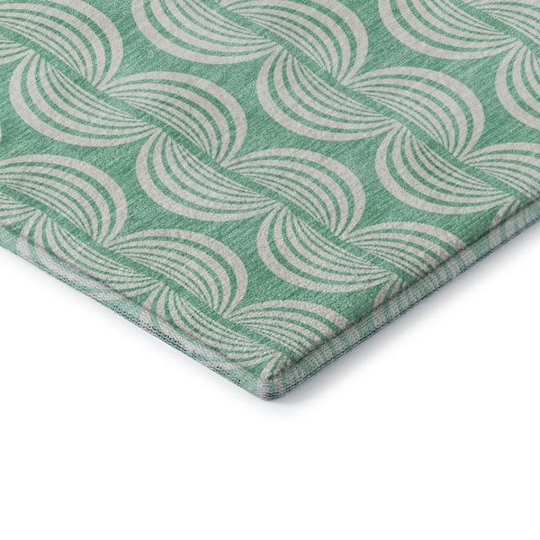 HomeRoots 10' X 14' Aqua & Ivory Ogee Area Rug - Soft, Durable, UV-Protected, Stain-Resistant for Family Spaces 682799