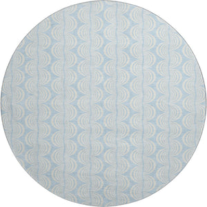 HomeRoots 8' Sky Blue Ogee Round Rug - Washable, UV Protected, Stain Resistant, Perfect for High-Traffic Areas! 682802