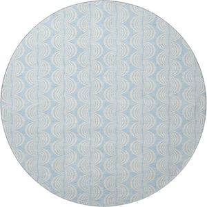 HomeRoots 8' Sky Blue Ogee Round Rug - Washable, UV Protected, Stain Resistant, Perfect for High-Traffic Areas! 682802