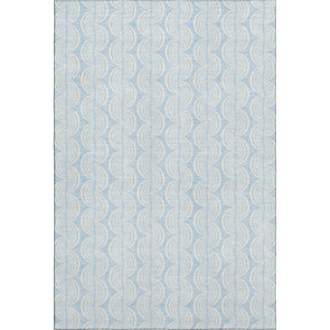 HomeRoots 8' X 10' Sky Blue & Ivory Ogee Area Rug - Washable, UV Protected, Soft & Durable for Everyday Use 682803