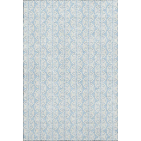 HomeRoots 8' X 10' Sky Blue & Ivory Ogee Area Rug - Washable, UV Protected, Soft & Durable for Everyday Use 682803