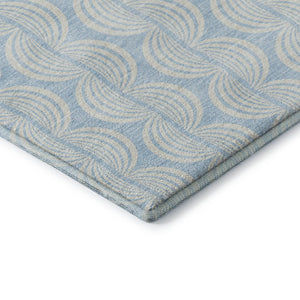 HomeRoots 8' X 10' Sky Blue & Ivory Ogee Area Rug - Washable, UV Protected, Soft & Durable for Everyday Use 682803