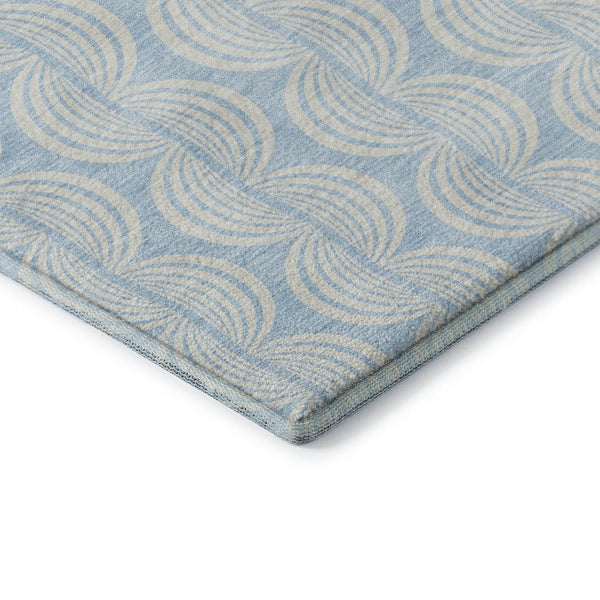 HomeRoots 8' X 10' Sky Blue & Ivory Ogee Area Rug - Washable, UV Protected, Soft & Durable for Everyday Use 682803