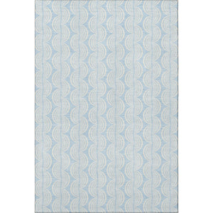 HomeRoots 8' X 10' Sky Blue & Ivory Ogee Area Rug - Washable, UV Protected, Soft & Durable for Everyday Use 682803