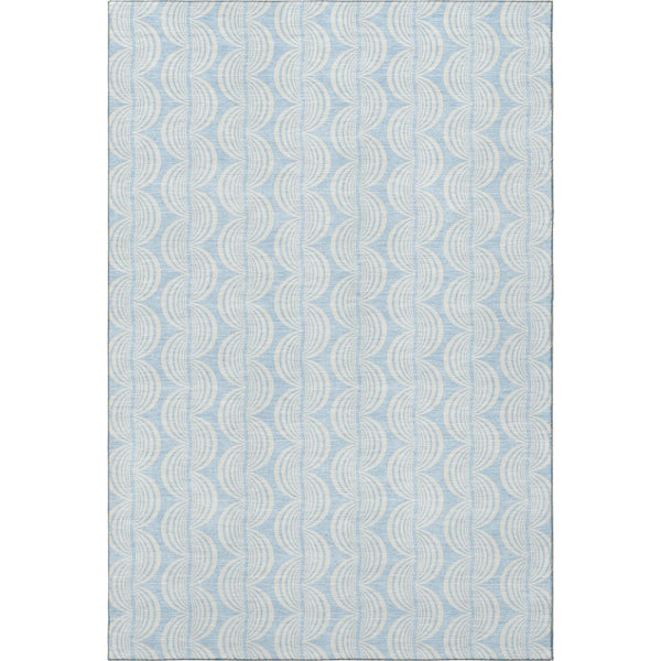 HomeRoots 8' X 10' Sky Blue & Ivory Ogee Area Rug - Washable, UV Protected, Soft & Durable for Everyday Use 682803