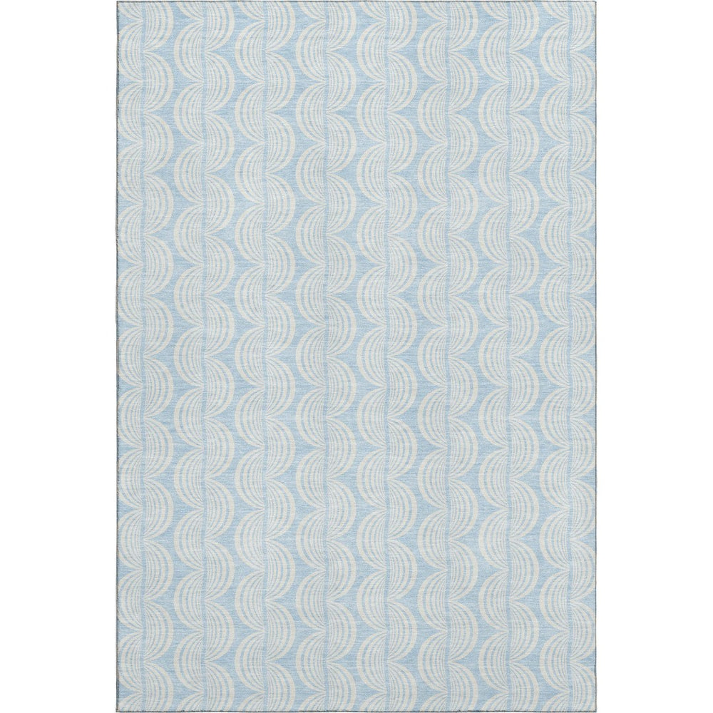 HomeRoots 9' X 12' Sky Blue Ogee Area Rug - Washable, UV Protected & Perfect for Homes with Kids & Pets! 682804