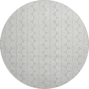 HomeRoots 8' Silver and Ivory Ogee Round Rug – Washable, UV Protected, Perfect for High-Traffic Areas & Kids! 682808