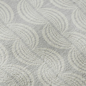 HomeRoots 8' Silver and Ivory Ogee Round Rug – Washable, UV Protected, Perfect for High-Traffic Areas & Kids! 682808