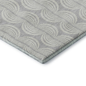 HomeRoots 8' X 10' Silver and Ivory Ogee Area Rug - Durable, Washable, UV-Protected for Homes with Kids & Pets 682809