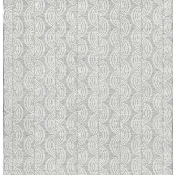 HomeRoots 8' X 10' Silver and Ivory Ogee Area Rug - Durable, Washable, UV-Protected for Homes with Kids & Pets 682809