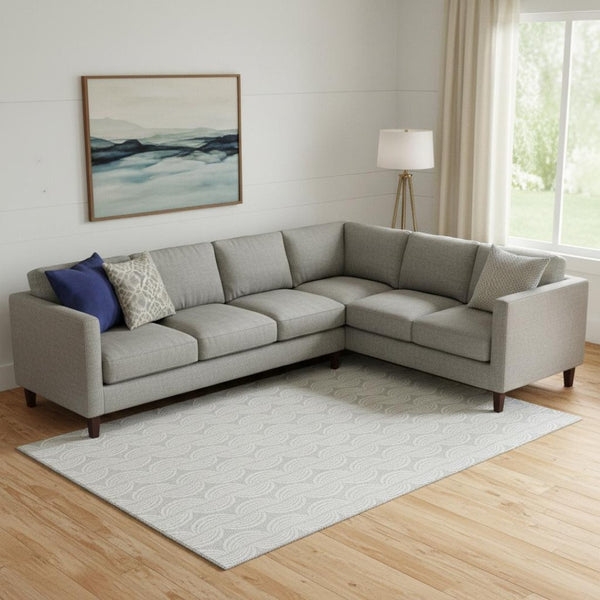 HomeRoots 9' X 12' Silver and Ivory Ogee Area Rug - Stylish, Washable, UV Protected for High-Traffic Homes 682810