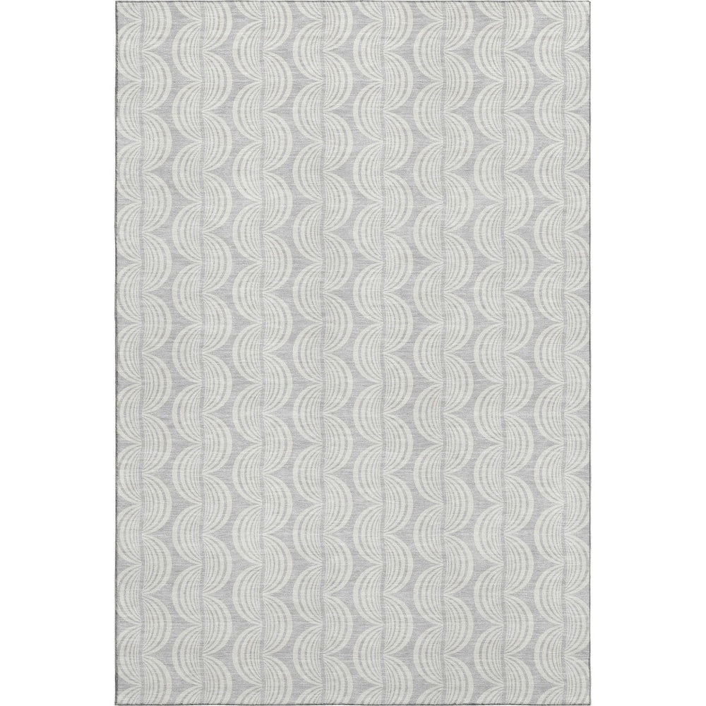 HomeRoots 9' X 12' Silver and Ivory Ogee Area Rug - Stylish, Washable, UV Protected for High-Traffic Homes 682810