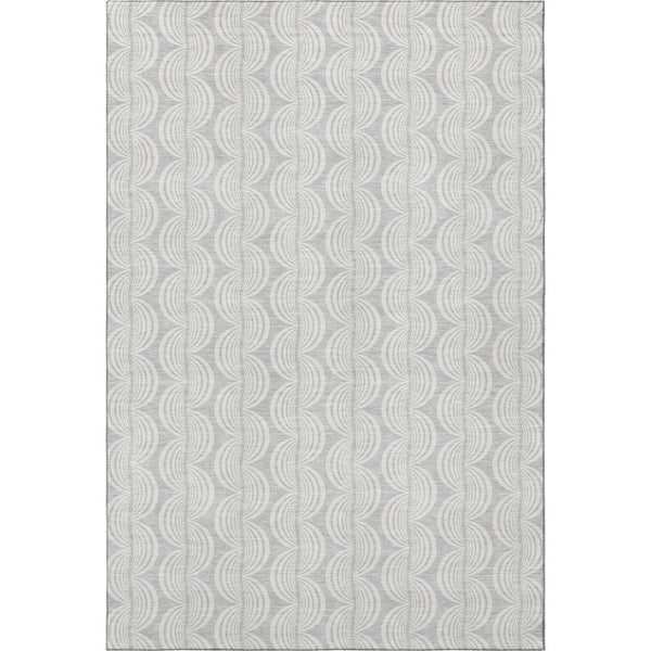 HomeRoots 9' X 12' Silver and Ivory Ogee Area Rug - Stylish, Washable, UV Protected for High-Traffic Homes 682810