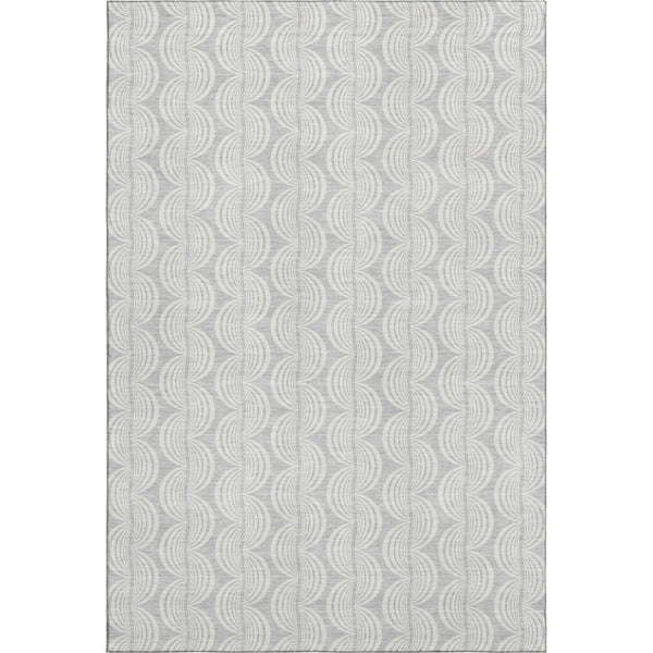 HomeRoots 10' Ogee Washable Area Rug in Silver & Ivory – Stylish, Durable, UV-Protected for High-Traffic Spaces 682811