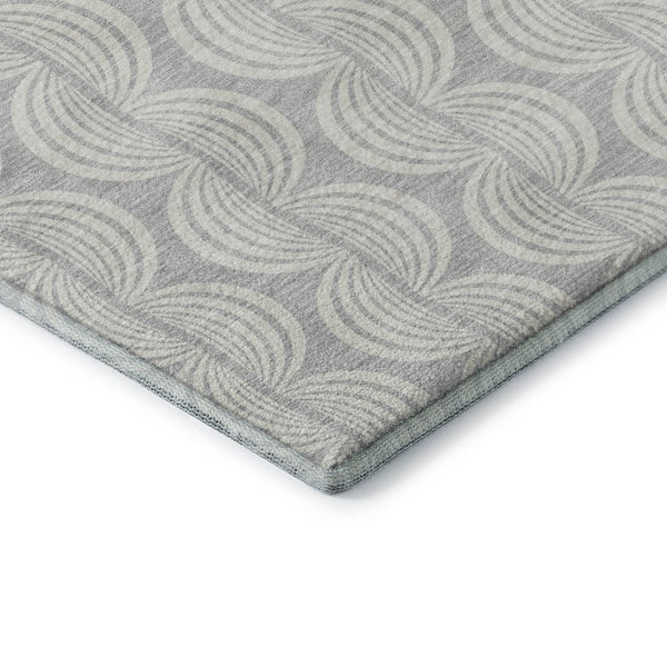 HomeRoots 10' Ogee Washable Area Rug in Silver & Ivory – Stylish, Durable, UV-Protected for High-Traffic Spaces 682811