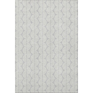 HomeRoots 10' Ogee Washable Area Rug in Silver & Ivory – Stylish, Durable, UV-Protected for High-Traffic Spaces 682811