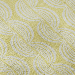 HomeRoots 8' Yellow And Ivory Ogee Round Rug - Washable, UV Protected, Durable, Perfect for Busy Homes! 682814