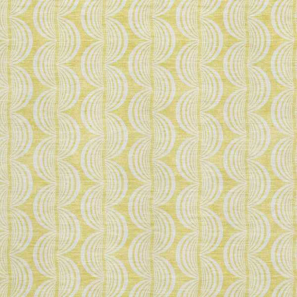 HomeRoots 9' X 12' Washable Yellow and Ivory Ogee Area Rug - Durable, UV-Protected, Pet-Friendly Decor Solution 682816