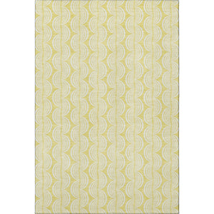 HomeRoots 10' X 14' Yellow & Ivory Ogee Area Rug - Durable, Stain Resistant, UV Protected for Indoor/Outdoor Use 682817