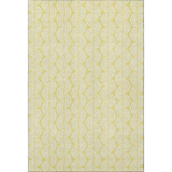 HomeRoots 10' X 14' Yellow & Ivory Ogee Area Rug - Durable, Stain Resistant, UV Protected for Indoor/Outdoor Use 682817
