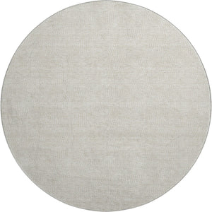 HomeRoots 8' Beige and Ivory Round Geometric Rug - Washable, Durable, UV Protected, Ideal for Modern Spaces! 682820