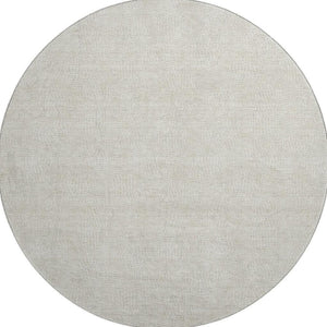 HomeRoots 8' Beige and Ivory Round Geometric Rug - Washable, Durable, UV Protected, Ideal for Modern Spaces! 682820