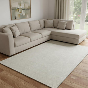 HomeRoots 8' X 10' Stylish Beige & Ivory Geometric Washable Area Rug with UV Protection for Modern Spaces 682821