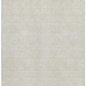 HomeRoots 8' X 10' Stylish Beige & Ivory Geometric Washable Area Rug with UV Protection for Modern Spaces 682821
