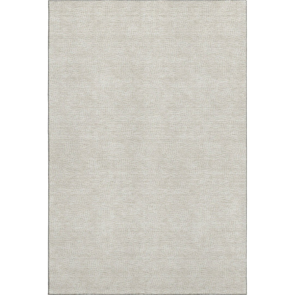 HomeRoots 9' X 12' Washable Beige & Ivory Geometric Area Rug with UV Protection for Modern Homes & Families 682822