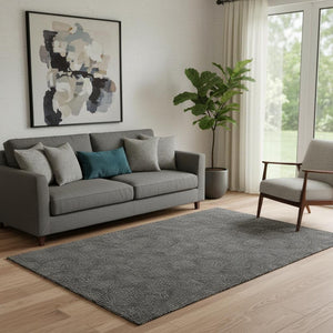 HomeRoots 5' X 8' Black And Ivory Geometric Area Rug - Washable, UV-Protected, Perfect for High-Traffic Spaces 682825