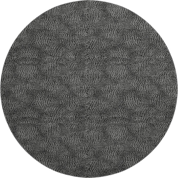 HomeRoots 8' Black and Ivory Geometric Washable Round Rug - Stylish, Durable, UV-Protected for Family Spaces 682826