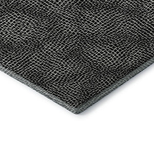 HomeRoots 8' Black and Ivory Geometric Washable Round Rug - Stylish, Durable, UV-Protected for Family Spaces 682826