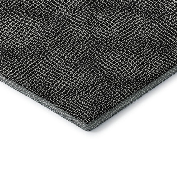 HomeRoots 8' Black and Ivory Geometric Washable Round Rug - Stylish, Durable, UV-Protected for Family Spaces 682826