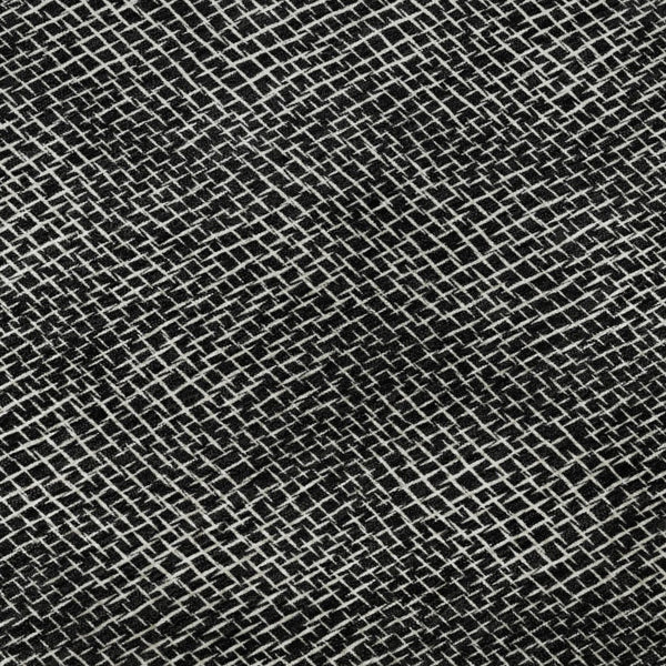 HomeRoots 8' Black and Ivory Geometric Washable Round Rug - Stylish, Durable, UV-Protected for Family Spaces 682826