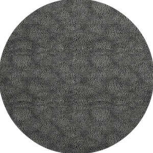 HomeRoots 8' Black and Ivory Geometric Washable Round Rug - Stylish, Durable, UV-Protected for Family Spaces 682826