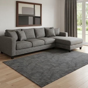 HomeRoots 8' X 10' Modern Black and Ivory Geometric Washable Area Rug with UV Protection & Easy Care 682827