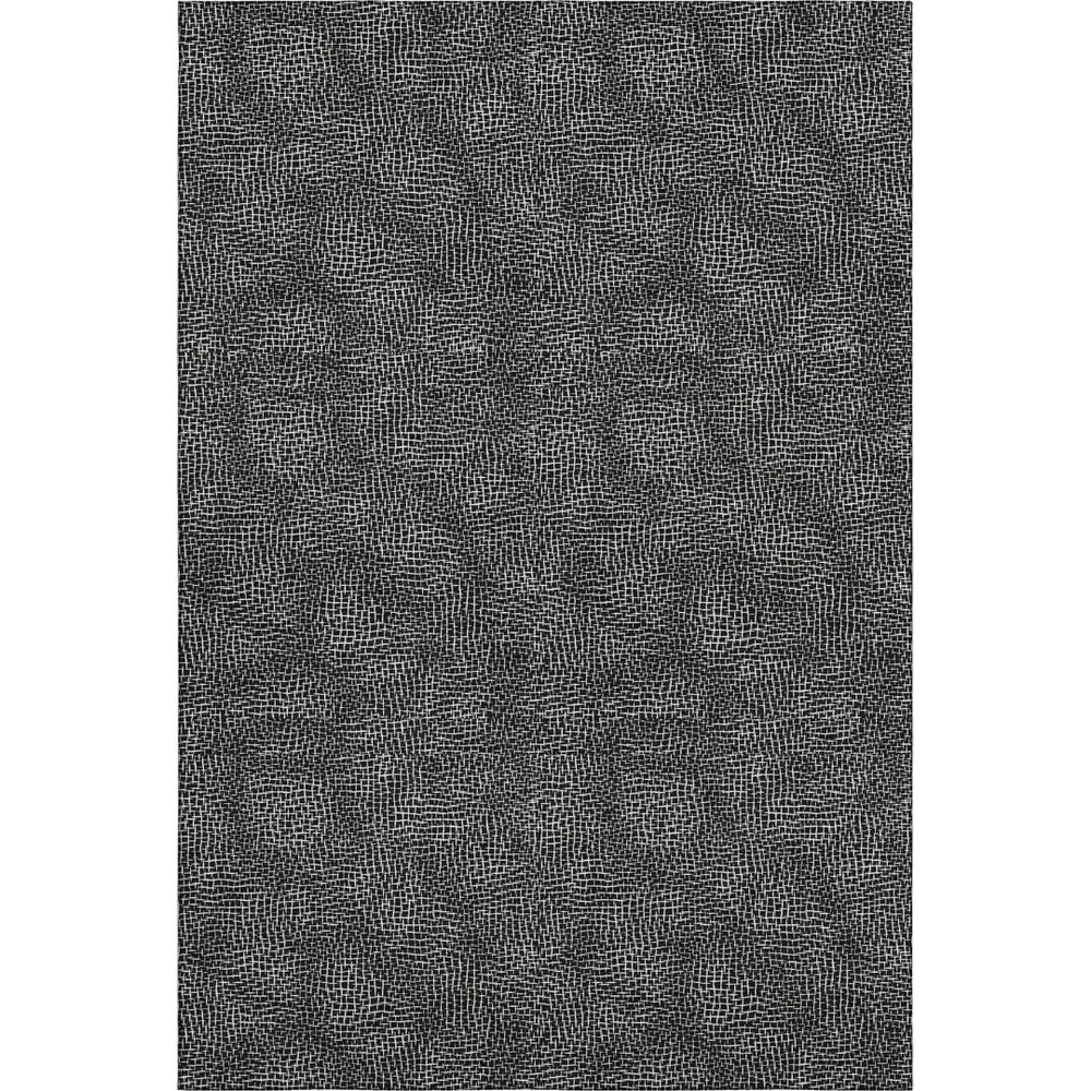 HomeRoots 8' X 10' Modern Black and Ivory Geometric Washable Area Rug with UV Protection & Easy Care 682827